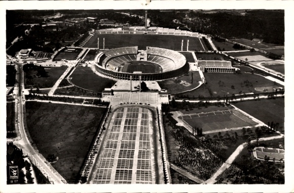 Postcard Berlin Charlottenburg Westend, Reichssportfeld, aerial photograph