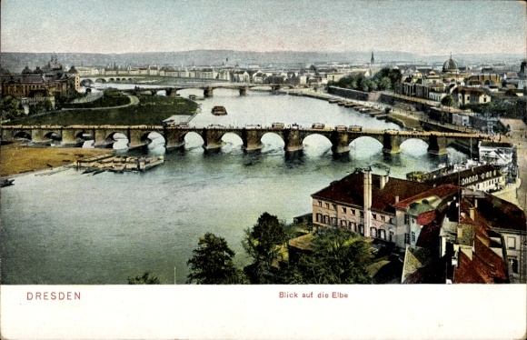 Ak Dresden Altstadt, Panorama, Elbe, Brücken