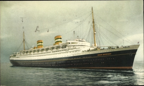 Postcard HAL Steam boat New Amsterdam, Holland-America Line