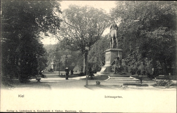 Ak Kiel, Schlossgarten in  Statue, Bäume, Parklandschaft