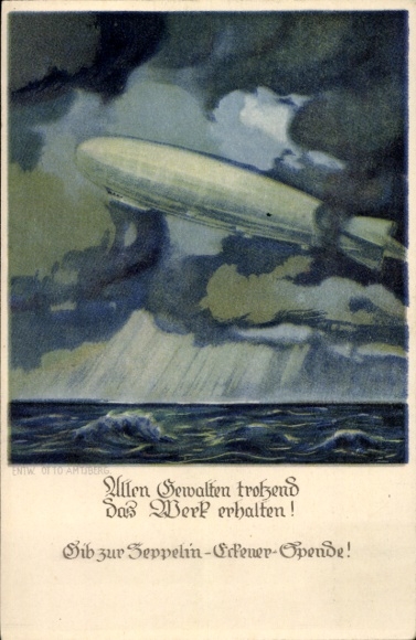 Artist Postcard Amtsberg, Otto, Defying all powers, preserving the work, Zeppelin Eckener donation