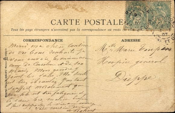 Postcard Pontoise Val d&#39;Oise, Rue Thiers, Notre Dame, Town Hall, The Station