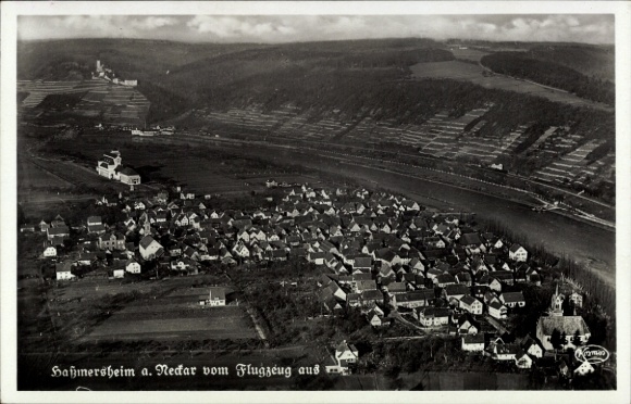 Postcard Haßmersheim in Baden Württemberg, aerial photograph