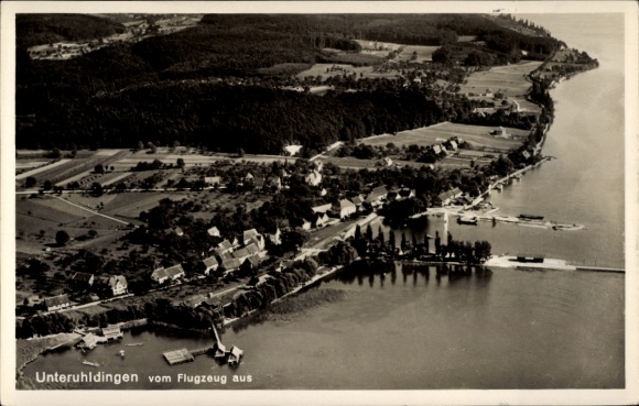 Postcard Unteruhldingen Uhldingen Mühlhofen am Bodensee, aerial photograph