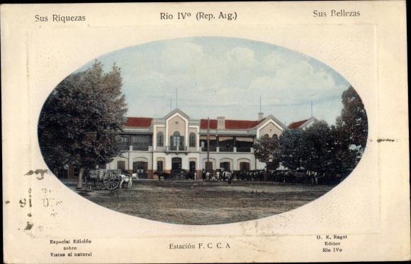 Ak Rio Cuarto Rio IV Argentinië, Sus Bellezas, Sus Riquezas, Estacion FCCA
