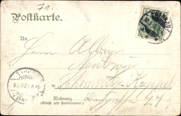 Chromo-Litho Zwenkau in Saxony, gatekeeper&#39;s cottage, panorama from the Harthschlösschen