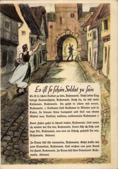 Artist Song Postcard It's so nice to be a soldier, Farewell, Soldier's love