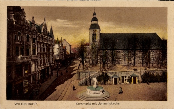 Ak Witten an der Ruhr, Kornmarkt mit Johanniskirche