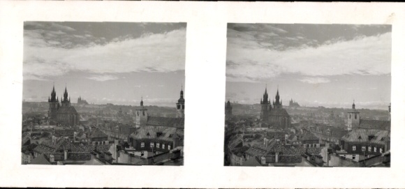 Stereofoniczny obraz przestrzenny zdjęcie Praga Praga, stare miasto, widok z Wieży Prochowej