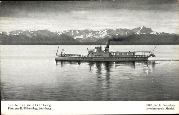 Postcard saloon steamer Ludwig on Lake Starnberg