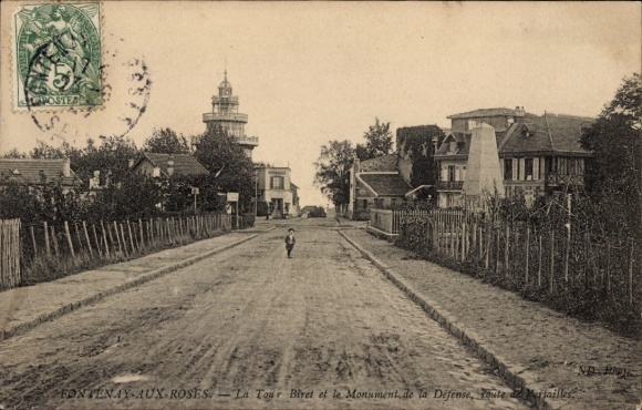 Postcard Fontenay aux Roses Hauts de Seine, La Tour Biret et le Monument de la Défense, Route de Versaille