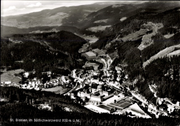 Postcard St. Blasien in the Black Forest, aerial photograph, Westfalia children's sanatorium