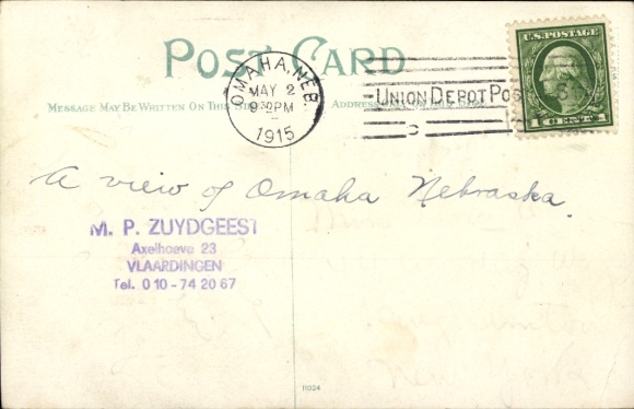 Postcard Omaha Nebraska USA, Burlington Station