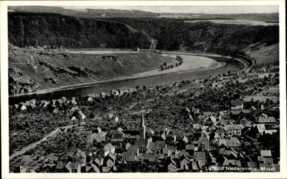 Ak Niederemmel Piesport an der Mosel, Fliegeraufnahme