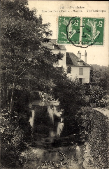 Ak Pontoise Val d'Oise, Rue des Deux Ponts, Mühle
