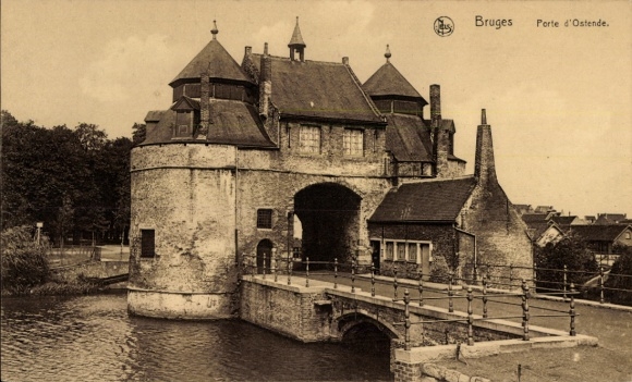 Ak Bruges Brügge Flandern Westflandern, Bruges, Porte d'Ostende,  Architektur, Wasser, Brücke