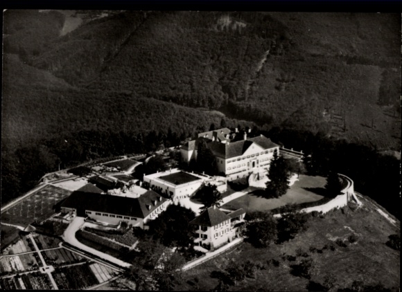Postcard Kandern in the Black Forest Baden, aerial view of Bürgeln Castle, surrounding landscape, photographer