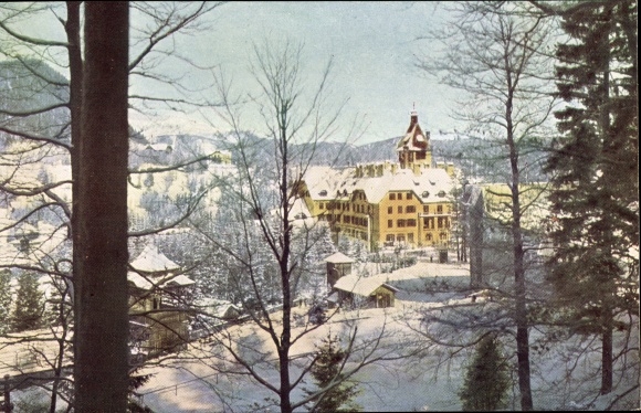 Postcard Semmering in Lower Austria, Hotel Erzherzog Johann in winter