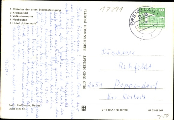 Postcard Prenzlau in the Uckermark, historical buildings, city view, sights
