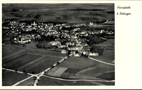 Postcard Hainsfarth near Oettingen Swabia, aerial photograph