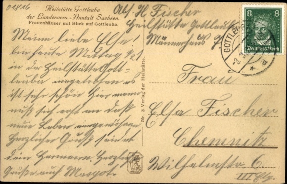 Postcard Bad Gottleuba in Saxony, view of the women&#39;s shelters, mountains