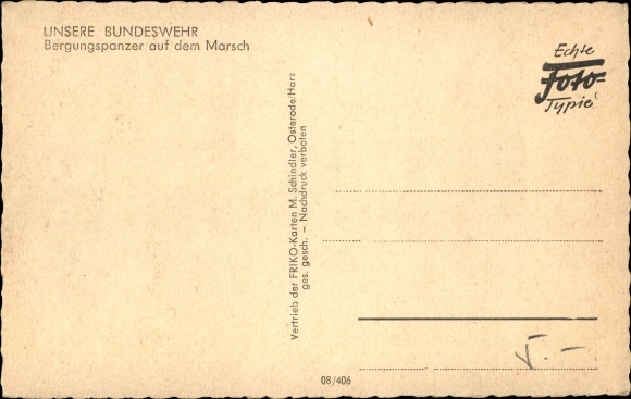 Postcard Deutsche Bundeswehr, salvage tanks on the march