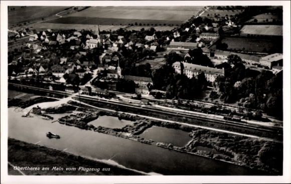 Postcard Obertheres Theres in Lower Franconia, aerial photograph