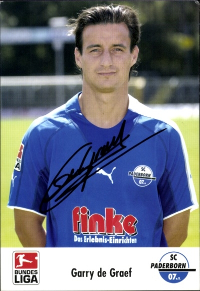 Autograph card footballer Garry de Graef, SC Paderborn 07, autograph