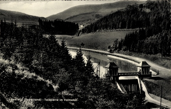 Postcard Bestwig in Sauerland, Valmetal, Dam