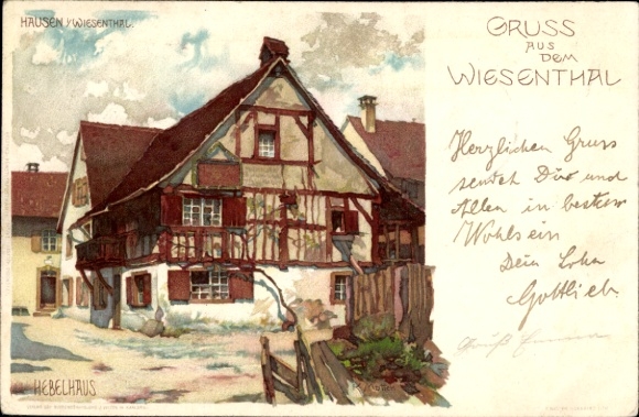PC Wiesenthal in Thuringia, half-timbered house, greetings from the handwritten greetings