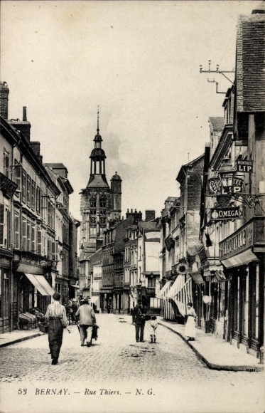 Ak Bernay Eure, Rue Thiers
