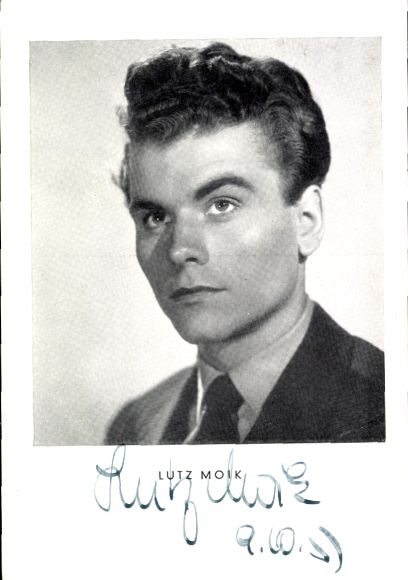 Postcard actor Lutz Moik, portrait, Christina, autograph