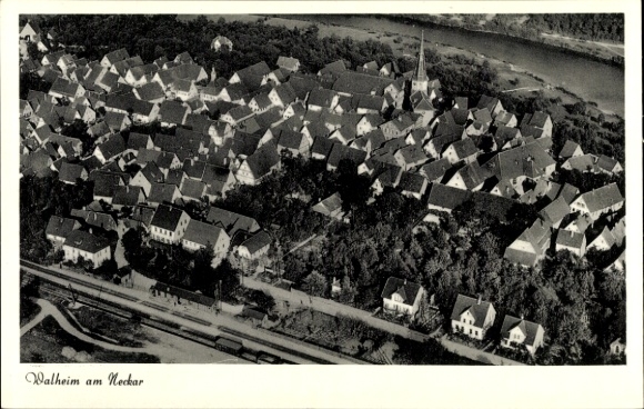 Postcard Walheim am Neckar Württemberg, aerial photograph