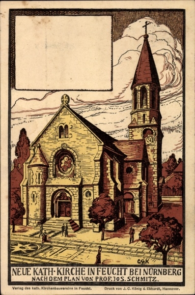 Künstler Litho Feucht im Kreis Nürnberger Land Mittelfranken, Katholische Kirche, Prof. Jos. Schmitz