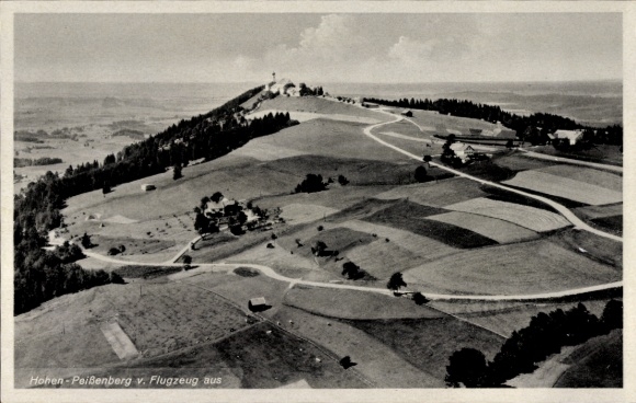 Postcard Hohenpeißenberg Peißenberg Upper Bavaria, aerial photograph