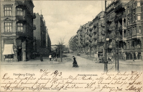 Ansichtkaart Hamburg Wandsbek Eilbek Eilbeck, Hasselbrookstrasse
