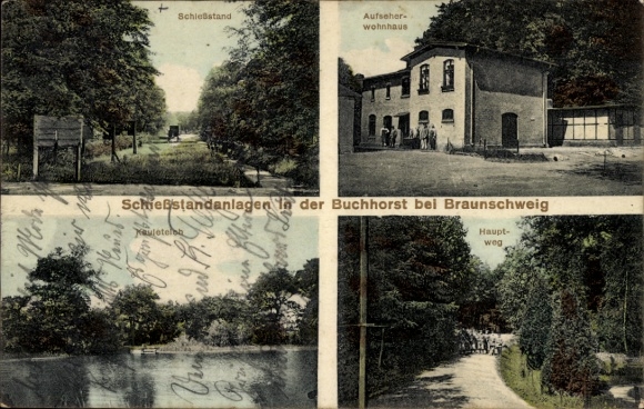 Postcard Buchhorst Balge in Lower Saxony, shooting range facilities, overseer's house, main path
