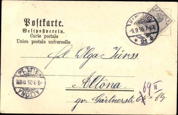Blad litho Hamburg Mitte St. Pauli, haven