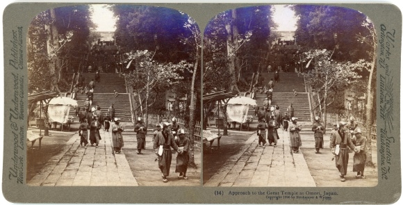 Stereo Photo Omori Japan, Approach to the Great Temple