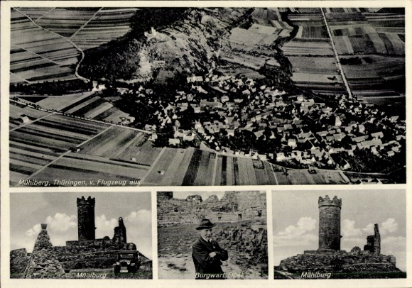 Ak Mühlberg Drei Gleichen Thüringen, Burg Mühlburg, Burgwart Richard Opel