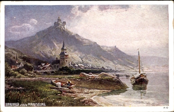 Postcard Braubach am Rhein, Marksburg