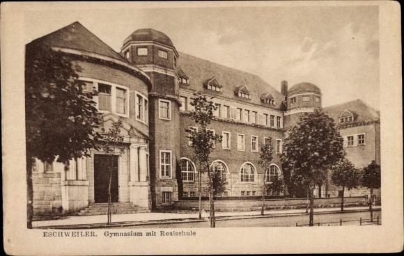 Postcard Eschweiler North Rhine-Westphalia, high school with junior high school