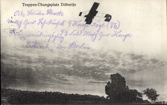 Postcard Dallgow Döberitz im Havelland, military training area, airplane