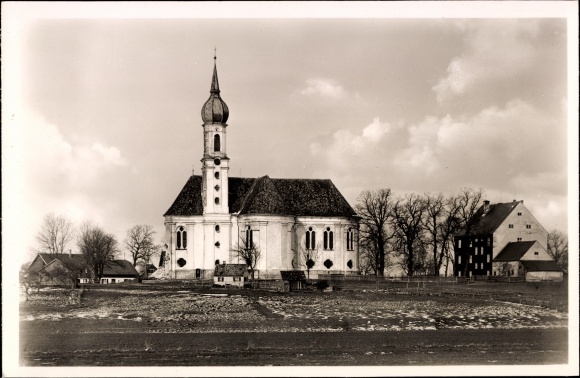 Postcard Vilgertshofen in Upper Bavaria, pilgrimage church z. Sorrowful Mother of God