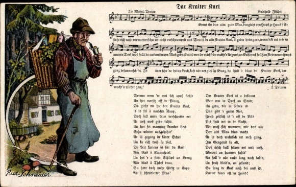Song Artist Postcard Schneider, Rud., Der Kraiter Karl, Reinhold Fischer, Wilhelm Vogel, Erzgebirge