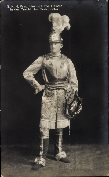 Postcard Prince Heinrich of Bavaria in the costume of the Georgi knights