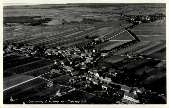 Postcard Germering near Munich, aerial photograph