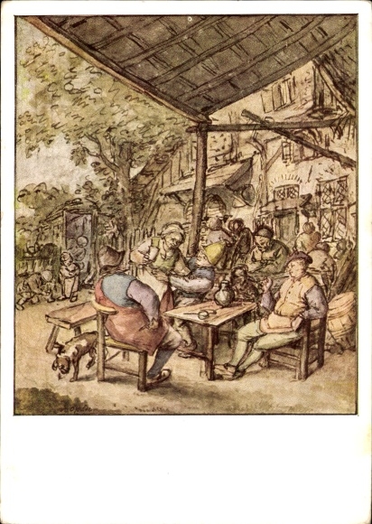 Artist Postcard Ostade, Adriaen van, Dutch Farmer's Inn