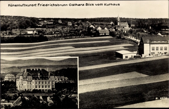 Ak Friedrichsbrunn Thale im Harz, Landschaftsansicht, Kurhaus, Höhenluftkurort, Ostharz