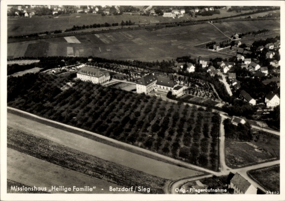 Postcard Betzdorf an der Sieg, aerial photograph, Mission House Holy Family